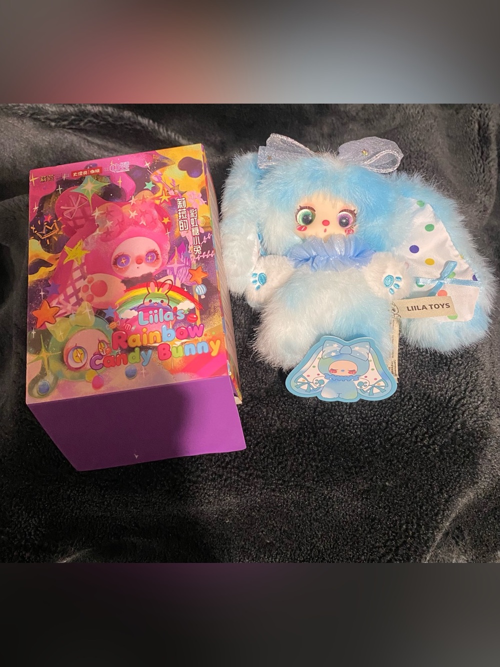 Liila's Rainbow Candy Bunny Plush Pendant - Blue Ice Dream (Box & Card Included)